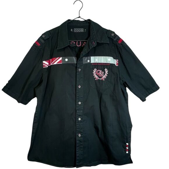 Coogi Australia Men’s Black Short Sleeve Button-Up Shirt XL Embroidered - Picture 5 of 8